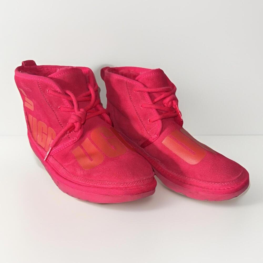 UGG PINK BOOTIES LACE UP FUZZY LINED WOMENS SIZE 6
